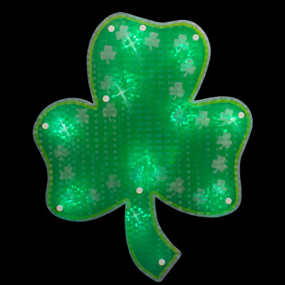Northlight 14in Led Lighted Green Shamrock Silhouette St. Patricks Day Holiday Window Decor