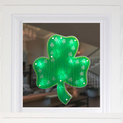 Northlight 14in Led Lighted Green Shamrock Silhouette St. Patricks Day Window Decor