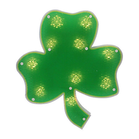 Northlight 14in Pre-Lit Green Irish Shamrock Silhouette St. Patricks Day Window Decor, One Size, Green