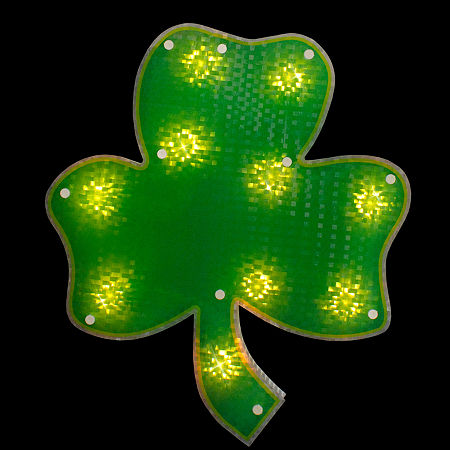 Northlight 14in Pre-Lit Green Irish Shamrock Silhouette St. Patricks Day Window Decor, One Size, Green