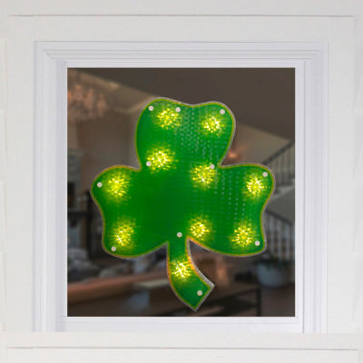 Northlight 14in Pre-Lit Green Irish Shamrock Silhouette St. Patricks Day Window Decor