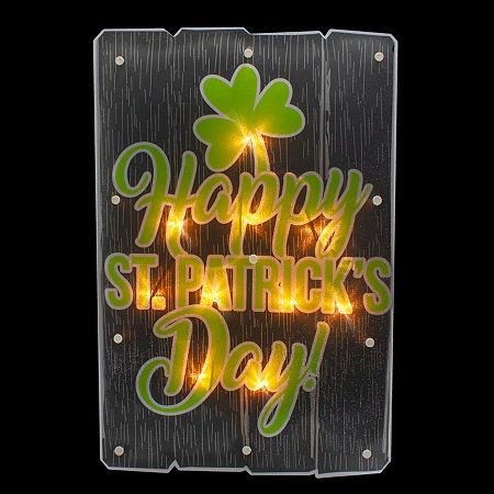 Northlight 17in Lighted Happy Silhouette St. Patricks Day Window Decor, One Size, Black