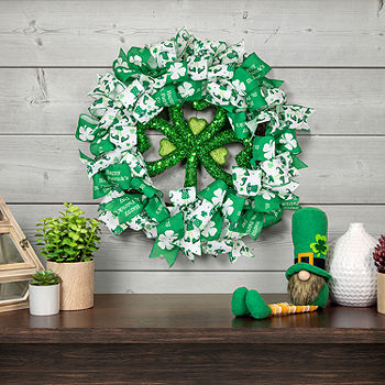 Northlight 24in Burlap Bows And Shamrocks Indoor St. Patricks Day Garland &  Wreath Set, Color: Green - JCPenney