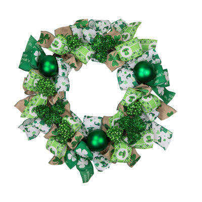 Northlight 24in Ribbons And Shamrocks Indoor St. Patricks Day Garland & Wreath Set