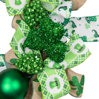 Northlight 24in Ribbons And Shamrocks Indoor St. Patricks Day Garland & Wreath Set