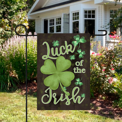 12.5In X 18In Luck Of The Irish Shamrock Garden Flags