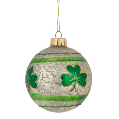 Northlight 3" Mercury Glass Green Shamrock Irish Ornament