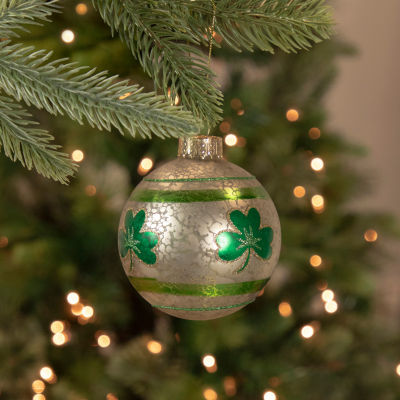 Northlight 3" Mercury Glass Green Shamrock Irish Ornament