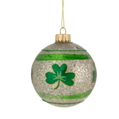 Northlight 3" Mercury Glass Green Shamrock Irish Ornament