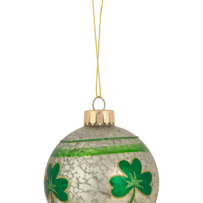 Northlight 3" Mercury Glass Green Shamrock Irish Ornament