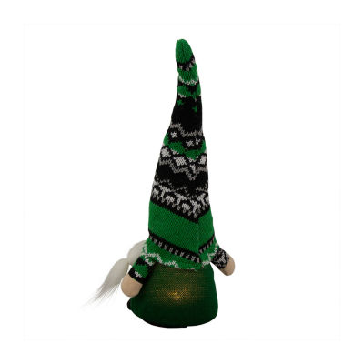 Northlight 11.5" Led Lighted Girl With Knitted Irish Fair Isle Hat St. Patricks Day Gnome