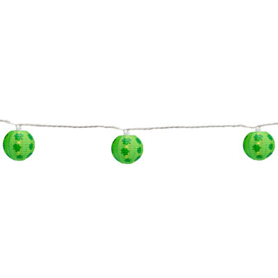 Northlight 10-Count 8.5ft Green Shamrock St. Patrick'S Day Paper Lantern Patio White Wire String Lights