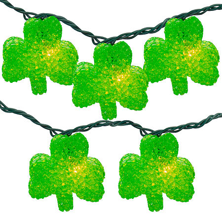 Northlight 10 7.2ft Green Irish Shamrock St Patrick'S Day Green Wire String Lights, One Size, Green