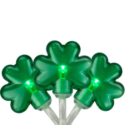 Northlight 6.3ft Green Led Mini St Patrick'S Day Shamrock With Timer Clear Wire String Lights