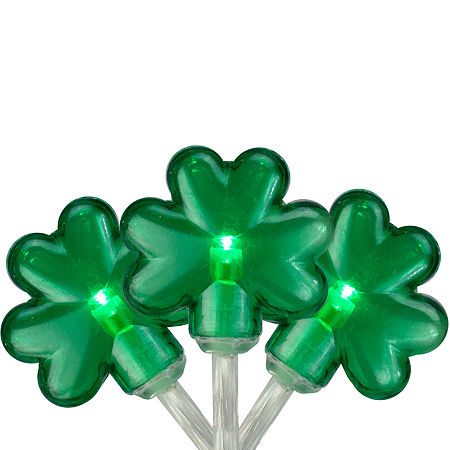 Northlight 6.3ft Green Led Mini St Patrick'S Day Shamrock With Timer Clear Wire String Lights, One Size, Green