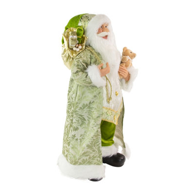 Northlight 24in St Patrick'S Irish Santa Claus With Teddy Bear And Gift Bag Figurine