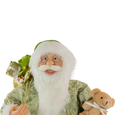 Northlight 24in St Patrick'S Irish Santa Claus With Teddy Bear And Gift Bag Figurine