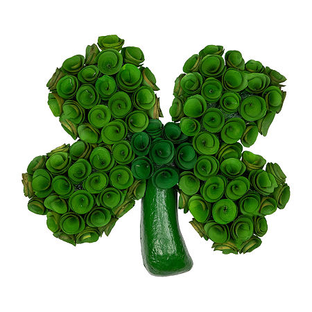 Northlight 14.5in Green Four Leaf Clover Wood Floral St. Patricks Day Tabletop Decor, One Size, Green