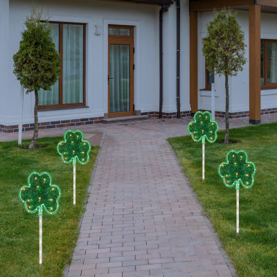 Northlight 4ct Green Shamrock St Patrick'S Day Marker Lawn Clear 4-pc. Pathway Light