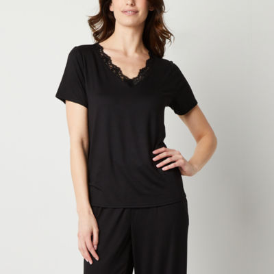 Ambrielle Womens Short Sleeve V Neck Pajama Top