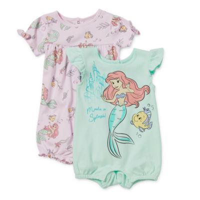 Disney Baby Girls 2-pc. Short Sleeve The Little Mermaid Romper