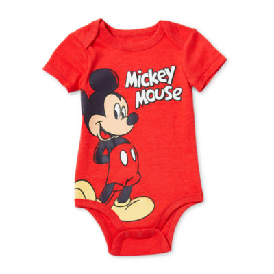 Disney Baby Boys Crew Neck Short Sleeve Mickey Mouse Bodysuit