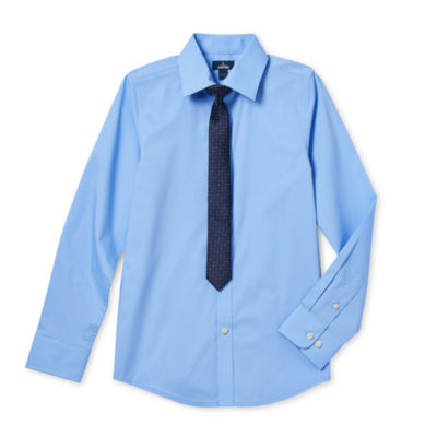 Stafford Little & Big Boys Point Collar Long Sleeve Dress Shirt