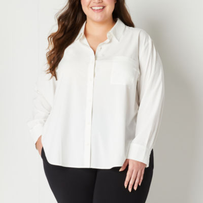 Stylus Plus Womens Long Sleeve Regular Fit Button-Down Shirt