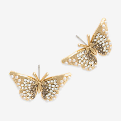 Mixit Glass 26.4mm Butterfly Stud Earrings