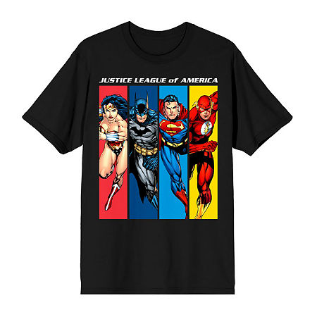 Novelty T-shirts Mens Crew Neck Short Sleeve Classic Fit Justice League Big And Tall Graphic T-shirt In Black