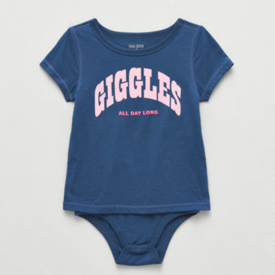 Okie Dokie Toddler Girls Hidden Access Opening Adaptive Round Neck Short Sleeve Bodysuit