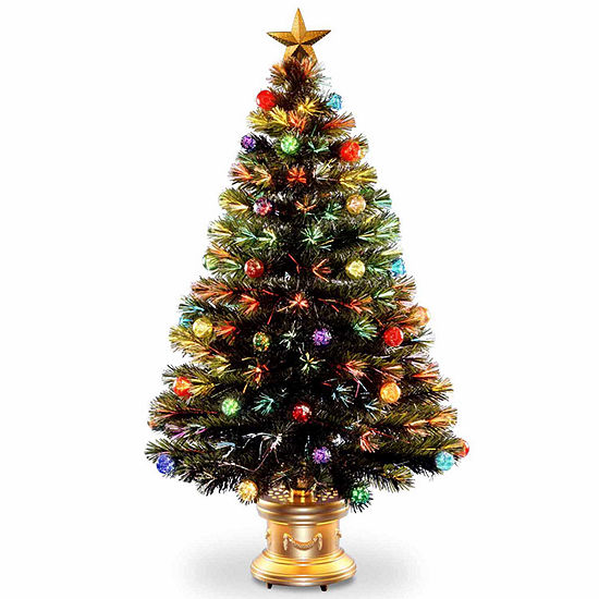 National Tree Co. 4 Foot Fireworks Ornament & Top Star Pre-Lit Christmas Tree