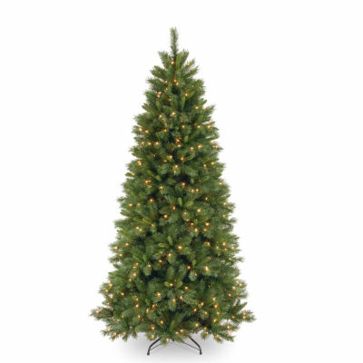 National Tree Co. Lehigh Valley Pine Slim Hinged 7 1/2 Foot Pre-Lit Pine Christmas Tree