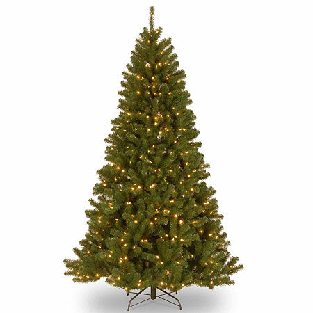 National Tree Co 7.5 Feet North Valey Spruce Hinged Pre-Lit Christmas Tree, One Size, Green