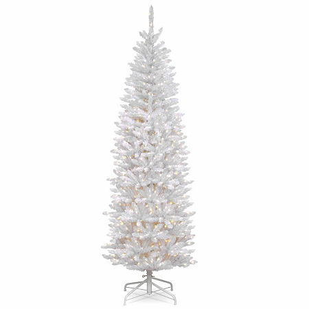 National Tree Co. Kingswood White Fir Hinged Pencil 7 Foot Pre-Lit Fir Christmas Tree, One Size, White