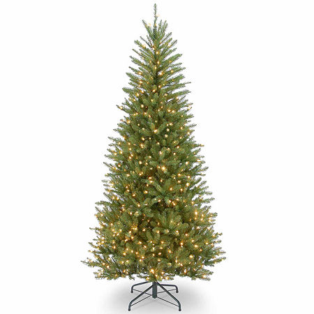 National Tree Co. Dunhill Slim Fir Hinged 7 1/2 Foot Pre-Lit Fir Christmas Tree, One Size, Green