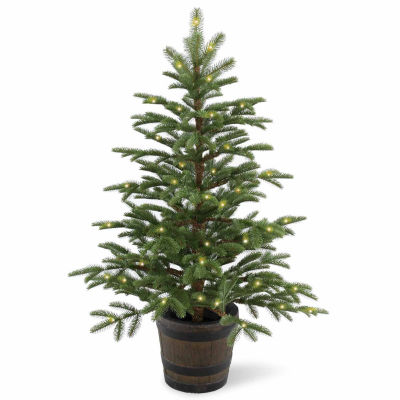 National Tree Co. Norwegian Spruce Wiskey Barrel 4 Foot Pre-Lit Spruce Christmas Tree