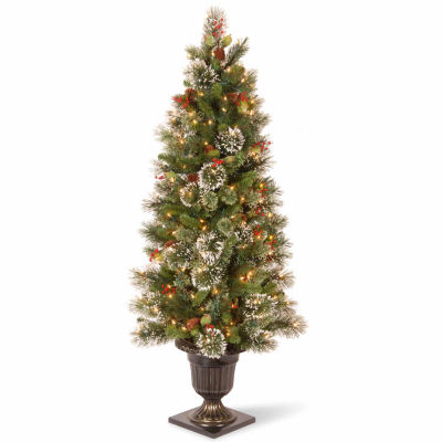 National Tree Co. Wintry Pine 5 Foot PreLit Flocked Pine Christmas