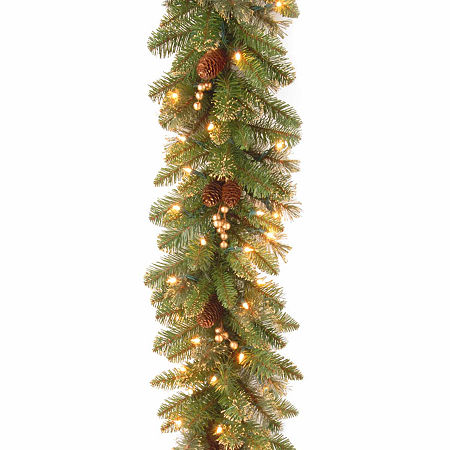 National Tree Co. Glittery Gold Pine Indoor Outdoor Christmas Garland, One Size, Green