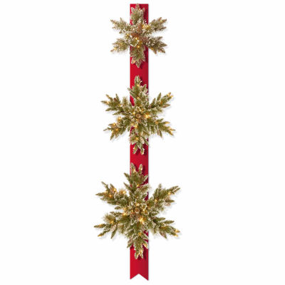 National Tree Co. Glittery Bristle Pine Snowflakes Christmas Holiday Yard Art