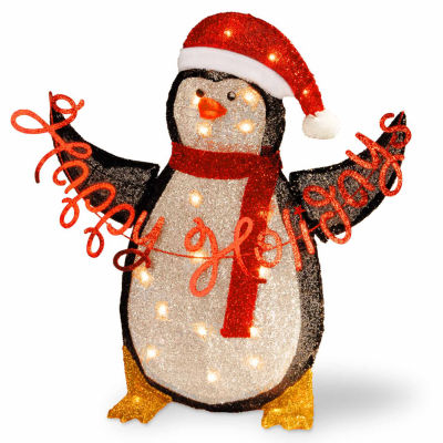 National Tree Co. Fabric Penguin Holding Sign Christmas Figurine