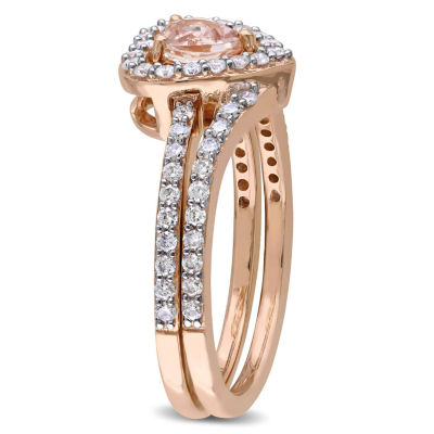 Modern Bride Gemstone Womens 1 CT. T.W. Genuine Pink Morganite 10K Gold Bridal Set