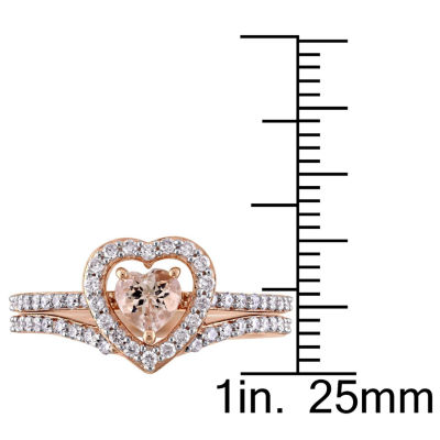 Modern Bride Gemstone Womens 1 CT. T.W. Genuine Pink Morganite 10K Gold Heart Bridal Set