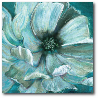 Painted Teal Flower Canvas Art