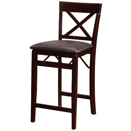 Triena X Back Folding Upholstered Counter Stool, One Size, Black