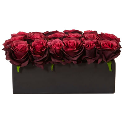 Dozen Silk Roses in Ceramic Rectangular Planter - JCPenney