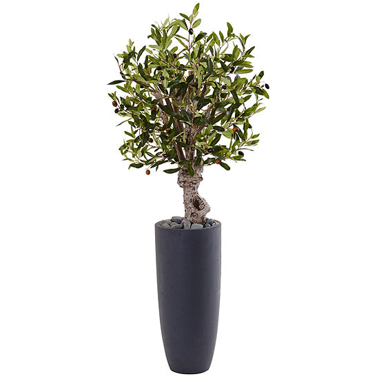 3.5’ Olive Artificial Tree in Gray Cylinder Planter