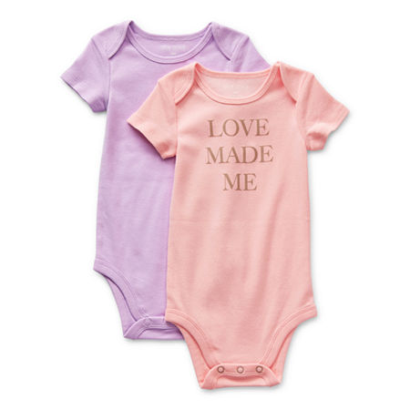 Okie Dokie Baby Girls 2-pc. Short Sleeve Bodysuit, 12 Months, Pink