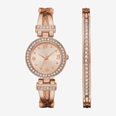 Geneva Womens Rose Gold-Tone Bangle Watch Boxed Set - JCPenney display picture 1