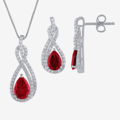 Lab Created Red Ruby Sterling Silver 2-pc. Jewelry Set